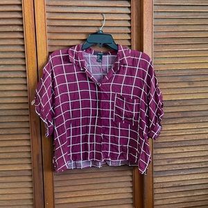 Burgundy Checkered Top